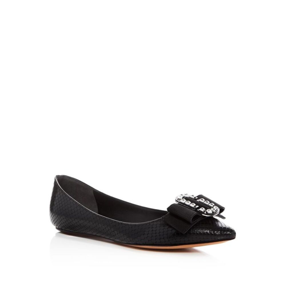 MARC JACOBS Womens Black Snake Double J Toe Slip On Leather Ballet Flats 37